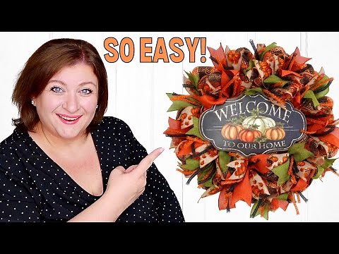 How to make POOF Style Wreath | FALL 21" DECO MESH Pouf Method Tutorial