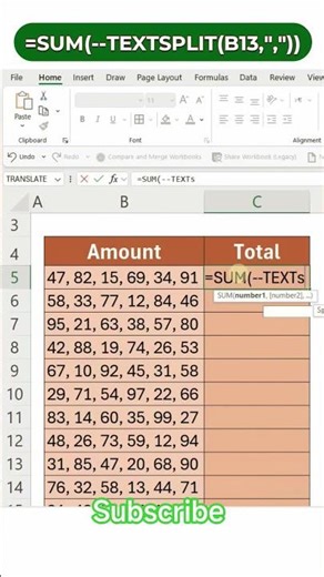 Auto-Sum From Text Using TEXTSPLIT #LearnExcel #ExcelTraining #yotubeshorts