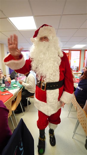 As part of his rehab, Santa stretched his legs and did a walkabout. On his travels, he visited staff enjoying their festive Christmas lunch, generously funded by Stars Appeal - Salisbury District Hospital's Charity. Be more Santa - remember to do your rehab when it is prescribed to you - and remember, walking is good for you! | Salisbury District Hospital