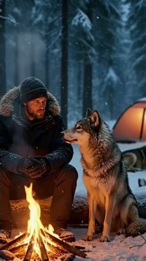 Frozen Forest Night: Fire & Wolves 🐺🔥