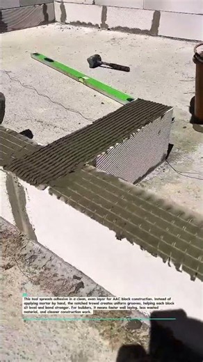 AAC Block Trowel Speeds Wall Laying #Masonry #Construction #Tools