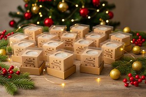 Personalized Wooden Candle Holders – Rustic Christmas Party Favors & Giveaways - Etsy