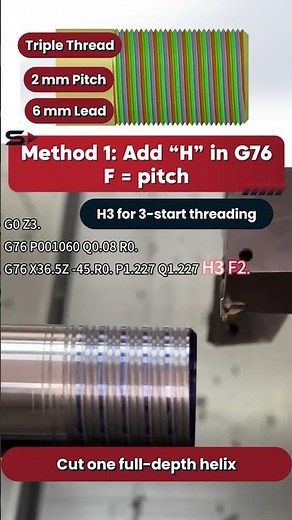 Two common programming methods for multi start threads on the G76 machine. #code #cnclathe