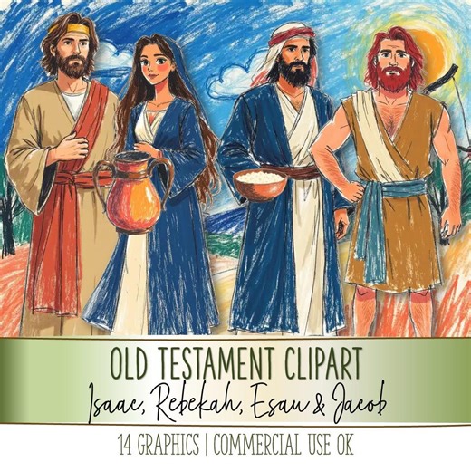 Old Testament Bible Graphics - Isaac, Rebekah, Esau and Jacob Clipart Printables PNG JPG PDF (cu and Cu4cu Ok) - Instant Download - Etsy UK