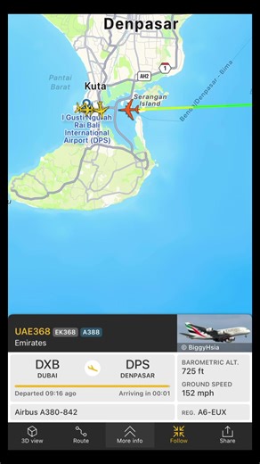 Emirates #airbusa380 A6-EUX coming in to land at Denpasar #planespotter #flightradar24 #aviation #airbus