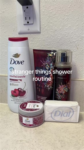 stranger things shower routine #showerroutine #strangerthings #strangerthingsseason5 #churrbomb #bodycare @Dove Beauty & Personal Care @Dial @Bath & Body Works