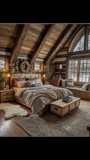 23K views · 1.7K reactions | mountain cabin bedroom luxury apartments living bedroom cozy log #hilightseveryonefollowers2025 #cabinlife #cabin #CozyHome #luxurycabin #interiordesign #viralreels #cabincrew #hometour #architecture | Mountain Cabins | Facebook