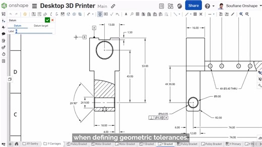 Want to make your Onshape Drawings cleaner and more professional? Learn how to move, edit, and style datum symbols and targets in this Tech Tip ➡️ http://onshp.co/wP | Onshape by PTC