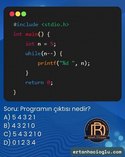 C Programlama Dilinde Aşağıdaki Programın Çıktısı Ne Olacak #17