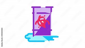 Pollution of Nature Icon Animation Environmental Pollution, Chemical, Radiological Contamination Pictograms. Gas, CO2 Emissions, Dirty Soil, Water, Air