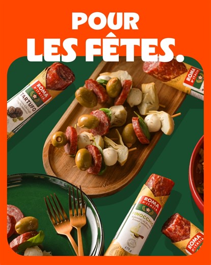 Quand l’Italie s’invite aux Fêtes ✨ Les salaminos Roma, importés d’Italie, sont parfaits pour vos bouchées et plateaux d’apéritifs. Riches en saveurs, faciles à servir et toujours prêts à impressionner vos invités dès la première bouchée! 😋 . . Holiday, Italian style ✨ Roma salaminos, imported straight from Italy, are your go-to bites for festive platters and holiday appetizers. Packed with flavor, easy to serve, and guaranteed to make your guests swoon from the very first bite! 😋 | Aliments R