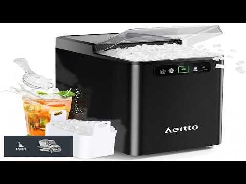 Aeitto Nugget Ice Maker 40Lbs 24H Countertop Soft Chewable Ice Pebble Ice Machine