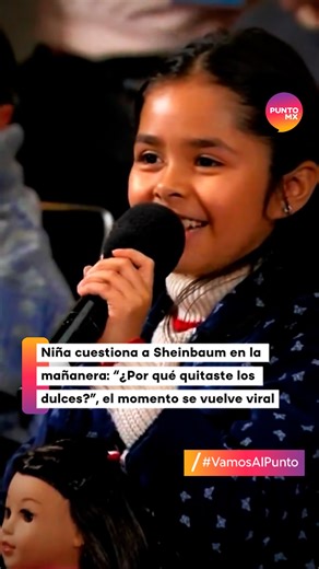 Punto MX on Instagram: "¿Por qué quitaste los dulces? 🥹 Durante la conferencia matutina, una niña interrumpió con una pregunta que se volvió inmediata sensación: “¿Por qué quitaste los dulces?”, cuestionando directamente a la presidenta Claudia Sheinbaum por una medida reciente. 🥹 La inesperada intervención provocó reacciones entre medios y usuarios en redes, mientras la mandataria respondió con calma y explicó el motivo detrás de la decisión.💁🏻‍♀️ El momento, captado en vivo, generó debates