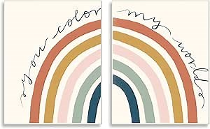 Stupell Industries You Color My World Rainbow Script Phrase,Design by Deborah Curiel