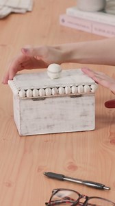 White Beaded Recipe Box