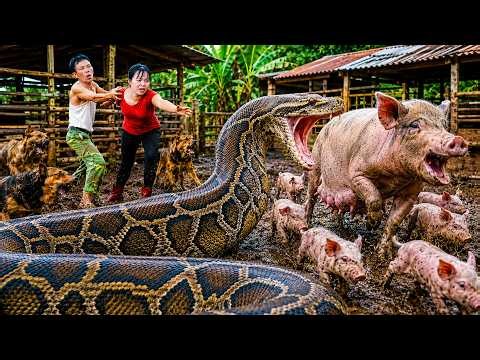 72 Hours No Escape: Giant Python Invades Pig Farm As Farmers Rush To Save Piglets!