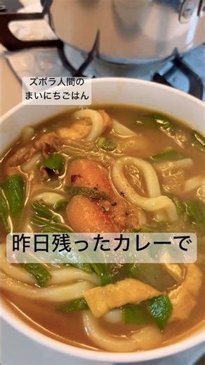 【残りのカレー活用‼️】定番のカレーうどん#カレー #うどん #cooking #ズボラ飯 #まいにちごはん #時短節約 #料理 #asmr #簡単レシピ #生活音 #food #料理動画