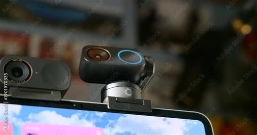 Insta360 Link 2 Pro And 2C Pro Ai Webcam Comparison On Laptop Screen For Video Conferencing And Streaming Featuring Advanced Camera Technology And Design.