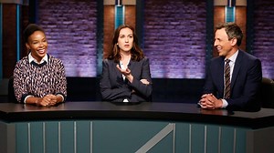 Seth moderates a debate between his writers about the feminist issues raised by Wonder Woman. | Late Night with Seth Meyers