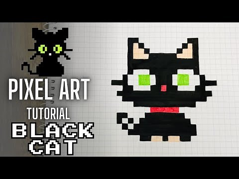 Pixel Art Tutorial: Drawing BLACK CAT Step by Step