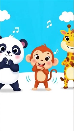 A bright colorful animated video of cute cartoon animals dancing to a simple catchy beat, hand move