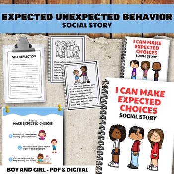 Expected vs Unexpected Behavior Social Story & Reflection & Poster SEL Autism
