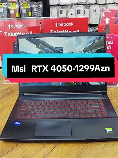 Masi Thin GF63 Core I7 12650H up 4.70GHz RAM 16GB DDR4 3200MHz SSD 512GB M2 NVMe NVIDIA GEFORCE RTX 4050 Ekran15.6 FHD 144Hz İşıqlı Klaviatura Notbuk yaxsi veziyyetde heç bir problemi yoxdur.. #msi #rtx #fyppppppppppppppppppppppp