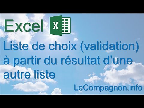Excel: Liste de choix (validation) à partir du résultat d'une autre liste