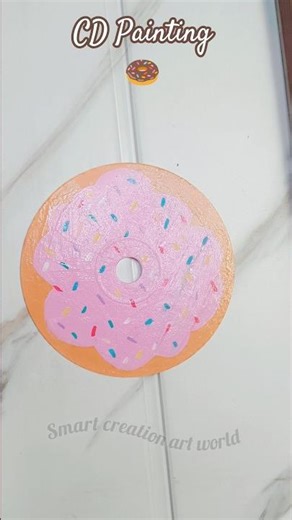 old CD Painting 🖌️ | old CD #diy #painting #shortsviral #cd #artshorts #cdart #donuts #easy #simple