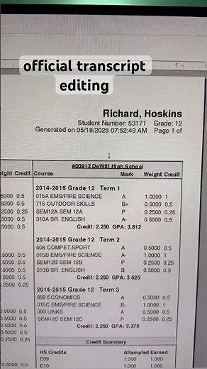 Officials Academic transcript editing #academictranscript #transcript