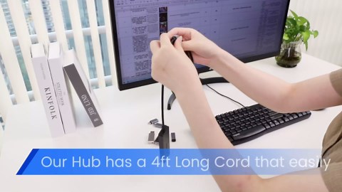 Aceele USB Hub 3.0 Splitter with 2 USB-C and 2 USB-A, 4 Ports Ultra-Slim Multiport Expander Adapter with 4ft Extension Long Cable Cord, USB Extender for Desktop, Computer, PC, Laptop, iMac and More