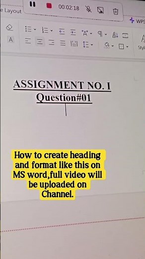 Online Docs,how to create heading in MS word,how to make assignment on MS word. #assignmentediting .