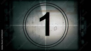 old vintage film reel movie countdown. countdown on the target.