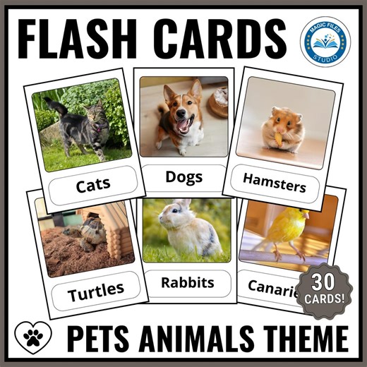 Pets Animals Classification Flashcards, ESL Vocabulary Photo Picture Cards - Nomenclature Flashcards • Printable Cards • Preschool Toys - Etsy
