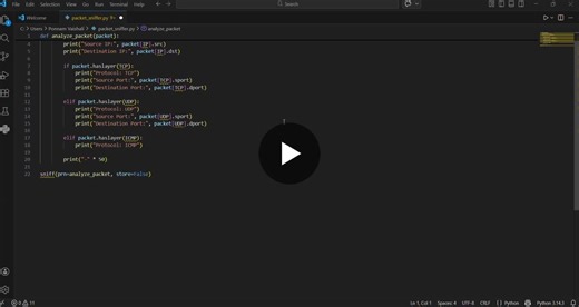#cybersecurity #python #networking #scapy #packetsniffer #learningbydoing #codealpha | Ponnam Vaishali