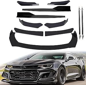 Bumper Lip Spoiler Splitter Compatible with 1997-2002 2010-2021 Chevy Camaro LS LT1 SS Coupe Convertible Bumper Spoiler Body Kit, Side Skirt, Rear Lip, Strut Splitter Rods