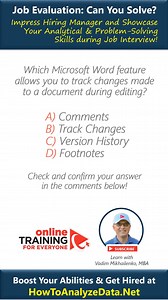 Looking to Master Microsoft Word and Boost Your Career? Test Your Knowledge Today! Which Microsoft Word feature allows you to track changes made to a document during editing? (Check and confirm your answer in the comments below!) A) Comments B) Track Changes C) Version History D) Footnotes LET'S CONNECT: Subscribe on YouTube: https://www.howtoanalyzedata.net/youtube Connect on LinkedIn: https://www.howtoanalyzedata.net/LinkedIn TikTok: https://www.howtoanalyzedata.net/tiktok Follow on Facebook: 