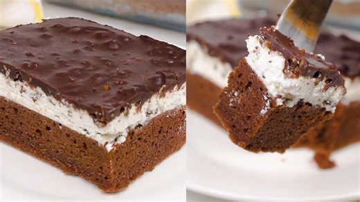 Chocolate Mascarpone Poke Cake Squares