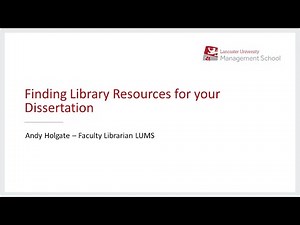 Finding Library Resources for your Dissertation