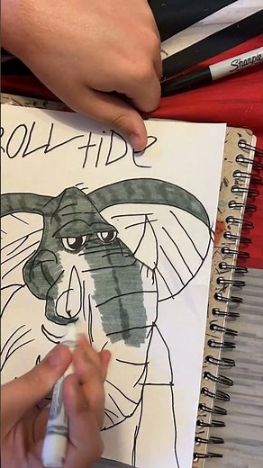 Here’s me drawing of big Al the mascot of the university of Alabama and ROLL TIDE 🐘🐘❤️‍🔥🔥🏈🏈