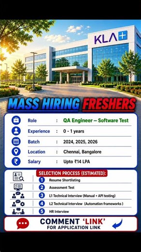 💻 KLA Software Testing Jobs | Freshers | QA Engineer