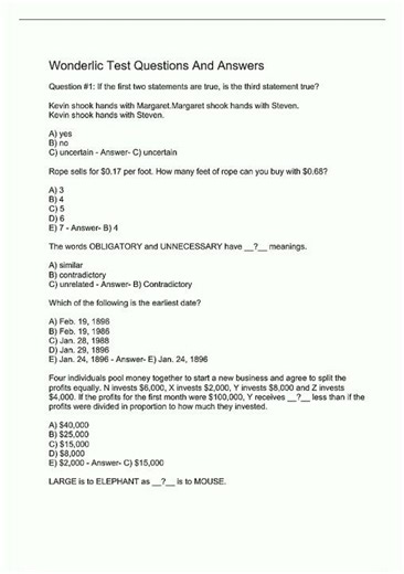 Latest Wonderlic test Guide With Questions And Correct Answers 1438 video