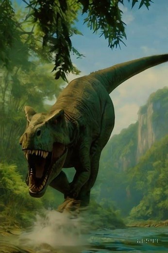 A T. rex Charges Through the River Valley with Jaws Wide Open｜#TyrannosaurusRex