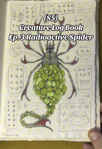 (S5) Creature Log Book Ep. 3 Radioactive Spider #cwgartwork #creaturedesign #drawingseries #weirdart #cartoonart