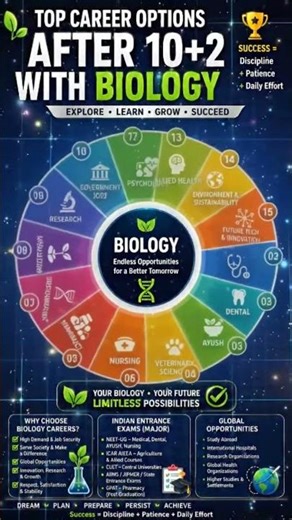 🧬 Top Career Options After 12th Biology (PCB) in 2026! 🚀