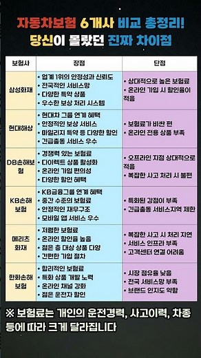 자동차보험 6개사 비교 총정리! 당신이 몰랐던 진짜 차이점