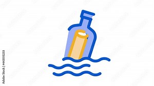 Message In Bottle Icon Animation. color Message In Bottle animated icon on white background