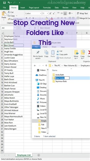 Want to create multiple folders in seconds using Excel? This quick Excel trick shows you how to turn your list into a working directory - fast, simple, and perfect for 2025! 📁 Organise your files smarter 📊 Boost productivity with Excel ⏱️ No coding skills needed Perfect for students, professionals, and anyone looking to automate their folder creation process using Excel. 👍 Like & Share for more time-saving Excel tips! #ExcelTips #ExcelShorts #ExcelProductivity #FolderCreation #ExcelTrick #The