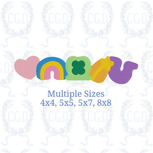 Lucky Charms Embroidery Machine Design– Heart Rainbow Shamrock Hat Gold Star & Lucky Horseshoe– Sketch Fill – Instant Download 4 Sizes - Etsy