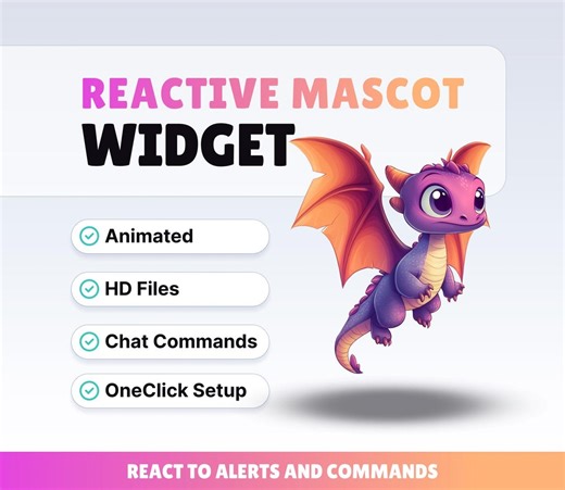 REACTIVE STREAM PET - Purple Dragon - Twitch Widget - Hd Files - Instant Download - Setup With Streamelements // Compatible With Obs - Etsy